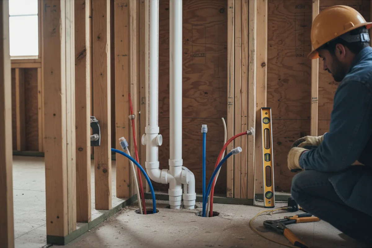 Drain and supply rough-in during Leak Detection in Delta
